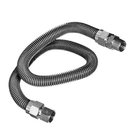 Flextron Gas Line Hose 5/8'' O.D. x 48'' Length 1/2" x 3/4" MIP Fittings, Stainless Steel Flexible Connector FTGC-SS12-48K